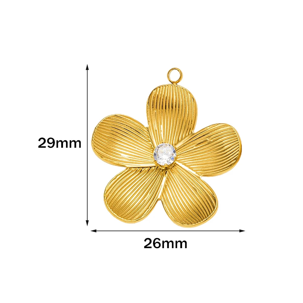 5pcs Gold Stainless Steel Flower Charms Metal Pearl Pendant for DIY Necklace Bracelet Jewelry Making and Crafting Wholesale Bulk Oasis Select Gold 26X29mm
