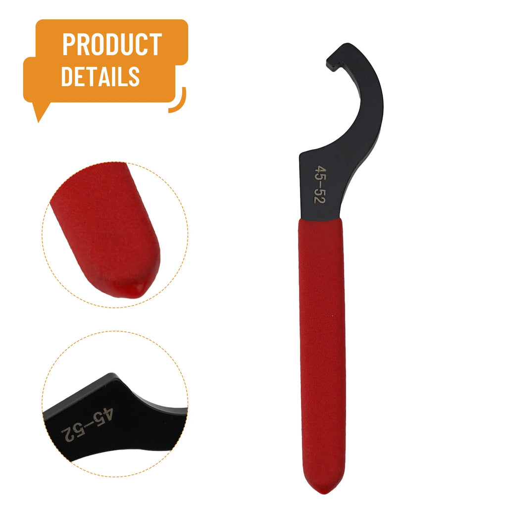 45-48HRC C Hook Spanner Wrench Spanner Collet Chuck Half Moon Wrench For 38-72mm Round Nut With Red Non-slip Handle Oasis Select