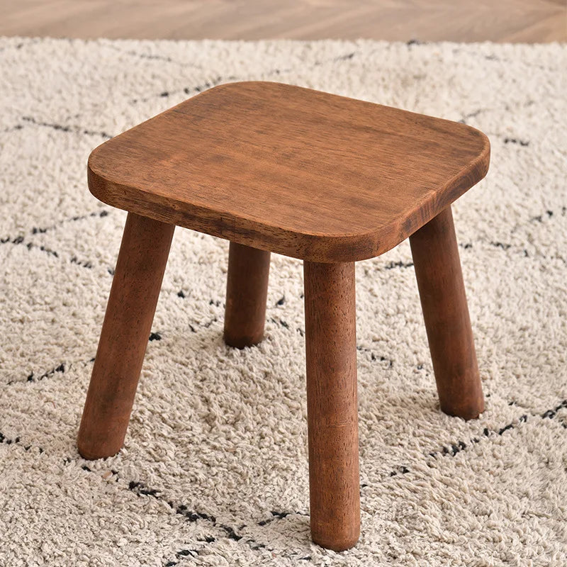 small square stool, household shoe cabinet, children's foot pads, wooden low stool, simple shoe change wooden stool Oasis Select