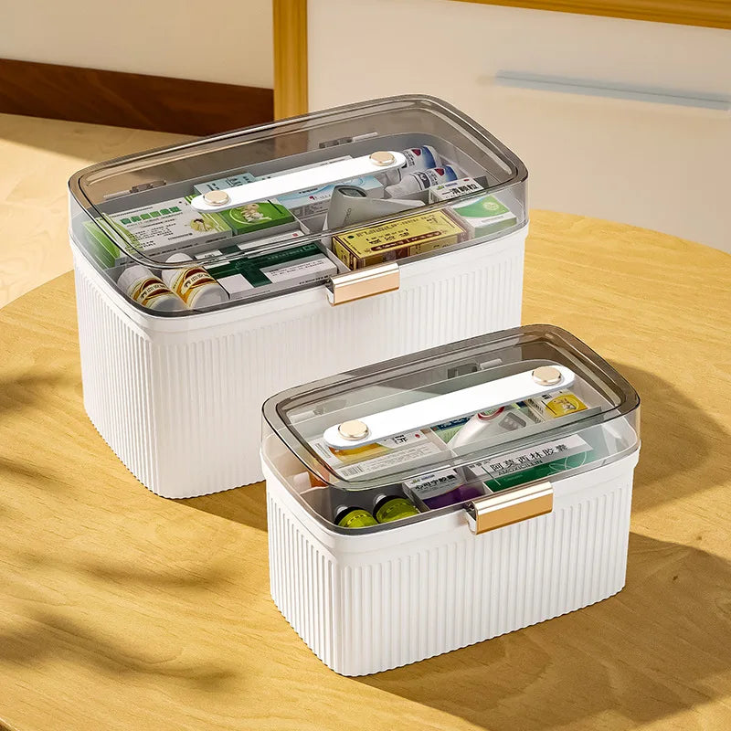 Multi-Functional First Aid Kit Storage Organizer Box Portable Plastic Family Emergency Box with Handle Medicine Chest Tools Oasis Select