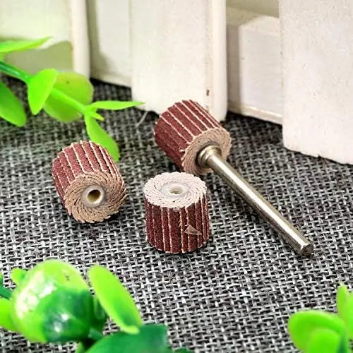 10Pcs 240# Abrasive Flap Wheel 10/12mm Sand Drum 3mm Mandrel Fit for Dremel Drill Grinder Rust Removal DIY Woodworking Polishing Oasis Select