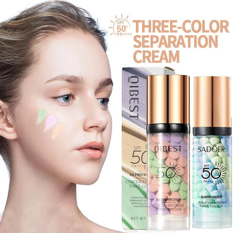 SADOER Tri-Color Contour Primer Cream | Waterproof Base 40g