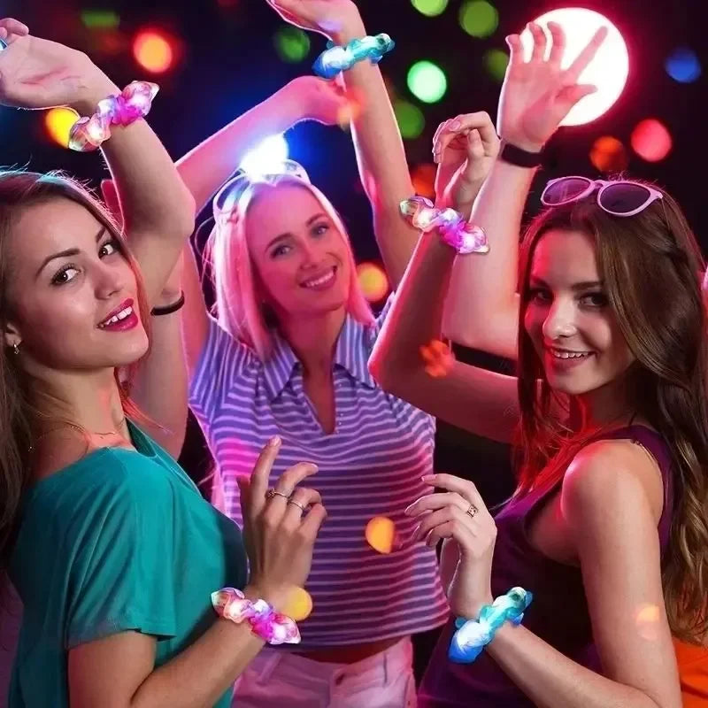1-20PCS Light Up Scrunchie Flashing Hair Tie for Nightclub Party Rave DIY Glow in Dark Elastic Rope Accessory Concert Oasis Select