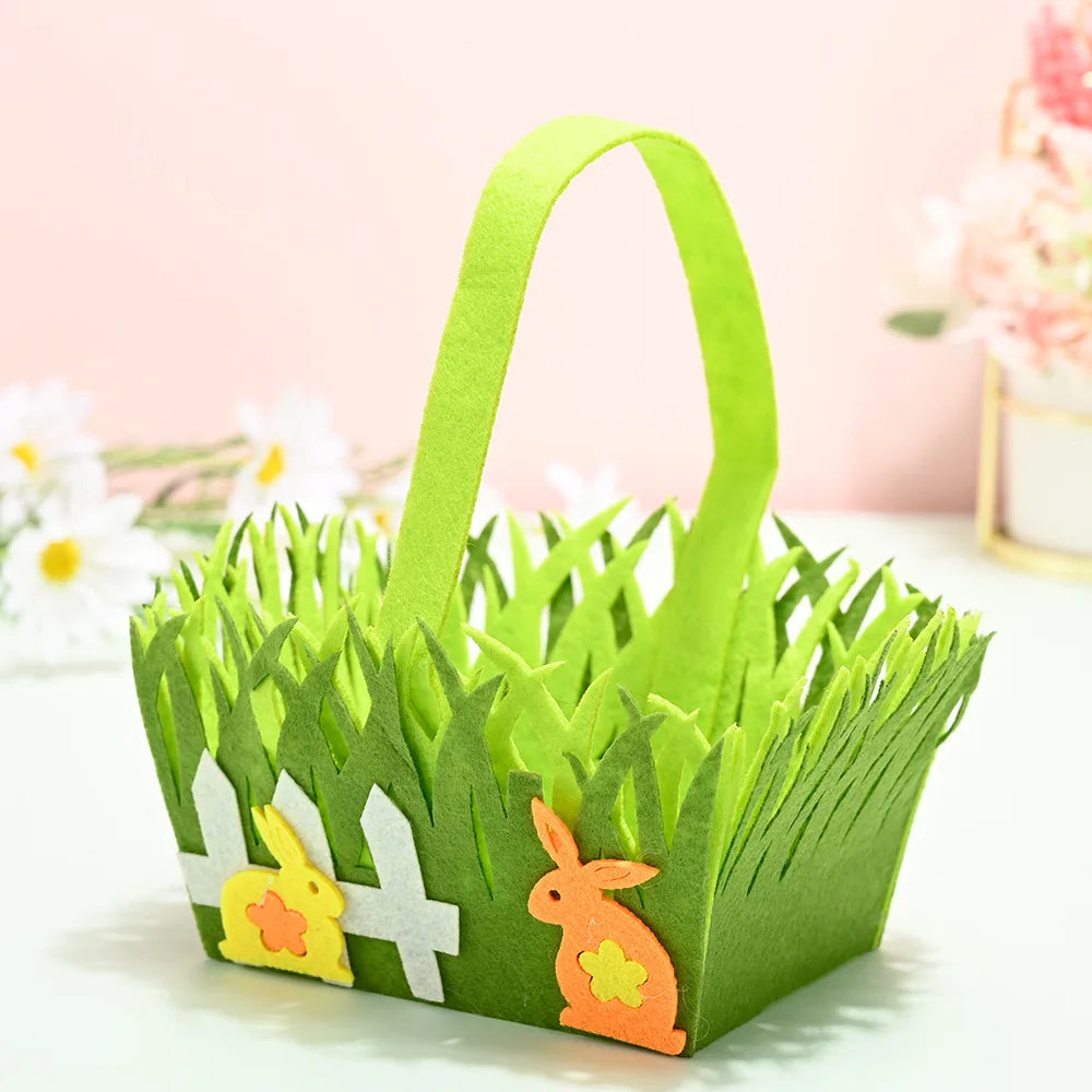 Easter Egg Basket Square Handheld Gift Packaging Bag Felt Kids Cookie Candy Bags Easter Party Birthday Party Favors Gift Decor Oasis Select Style 4 Other