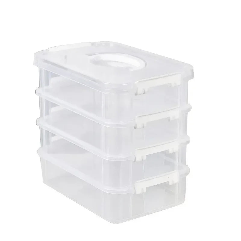 Extra Large 4-Tier Stackable Storage Box with Lid Clear Plastic Organizer Toy Building Block Storage Box Oasis Select