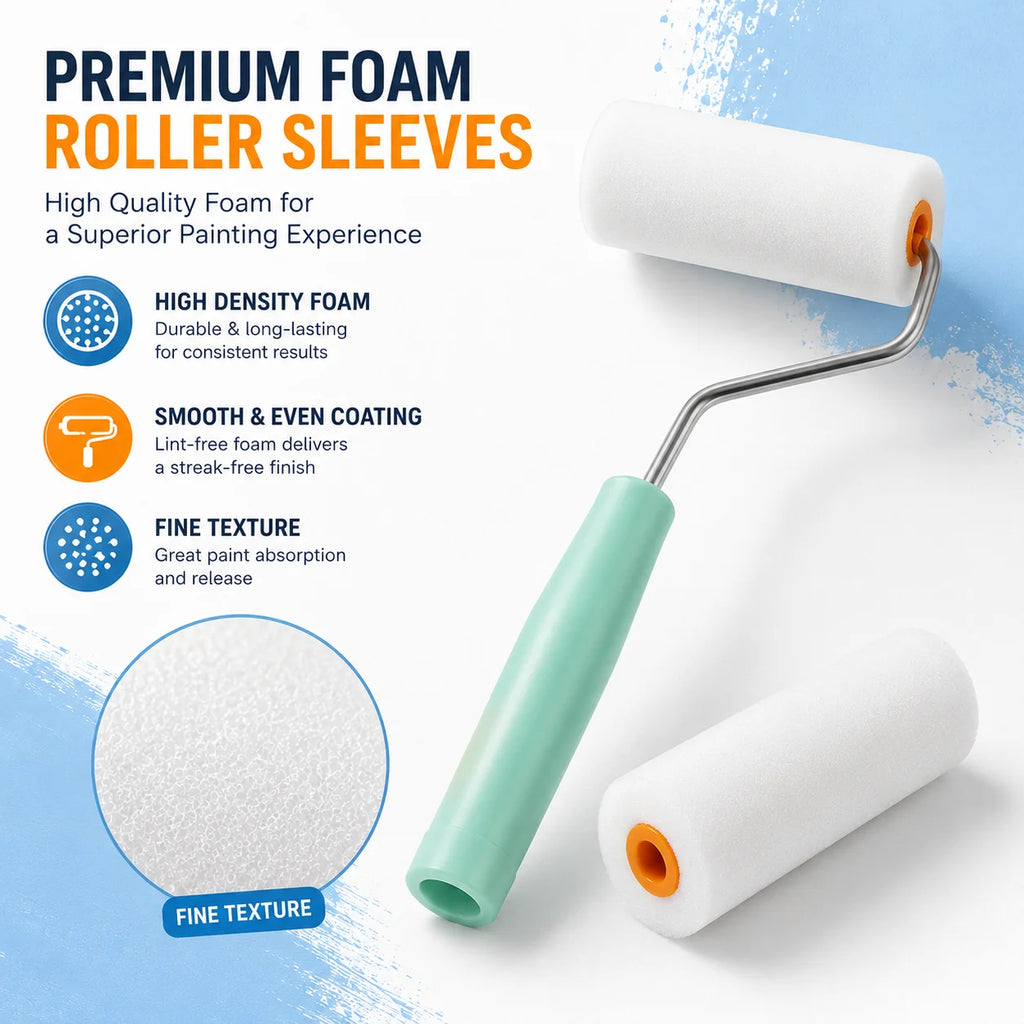 2PCS 100mm Durable Foam Paint Roller Sleeves, Mini White Sponge Rollers for Art Painting Decorating Cleaning DIY Tools Oasis Select