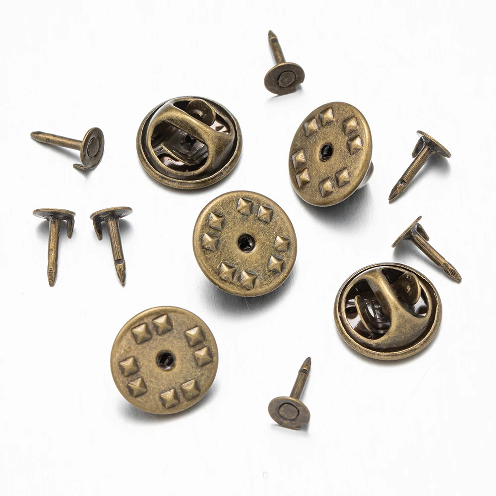 100pcs/Lot Metal Brooch Base Pin Back Squeeze Badge Holder Butterfly Clasp For DIY Handmade Jewelry Making Crafts Accessories Oasis Select Antique Bronze Set