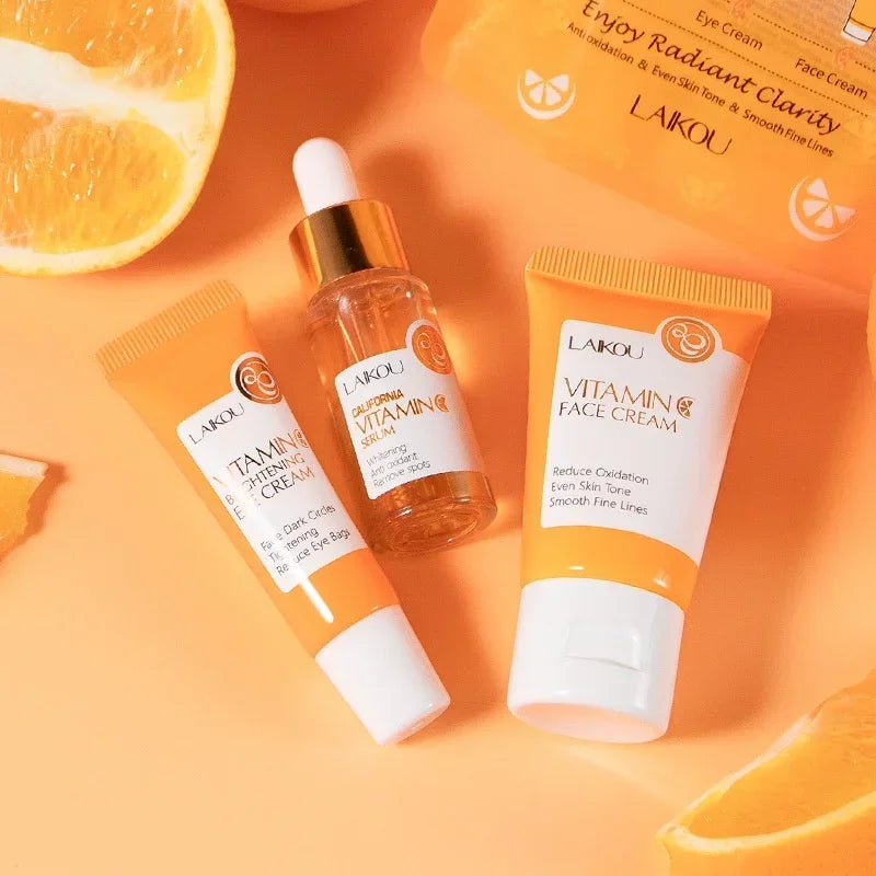 3pcs/Set LAIKOU Vitamin C Facial Set for Hydrating Moisturizing Whitening and Brightening Oasis Select