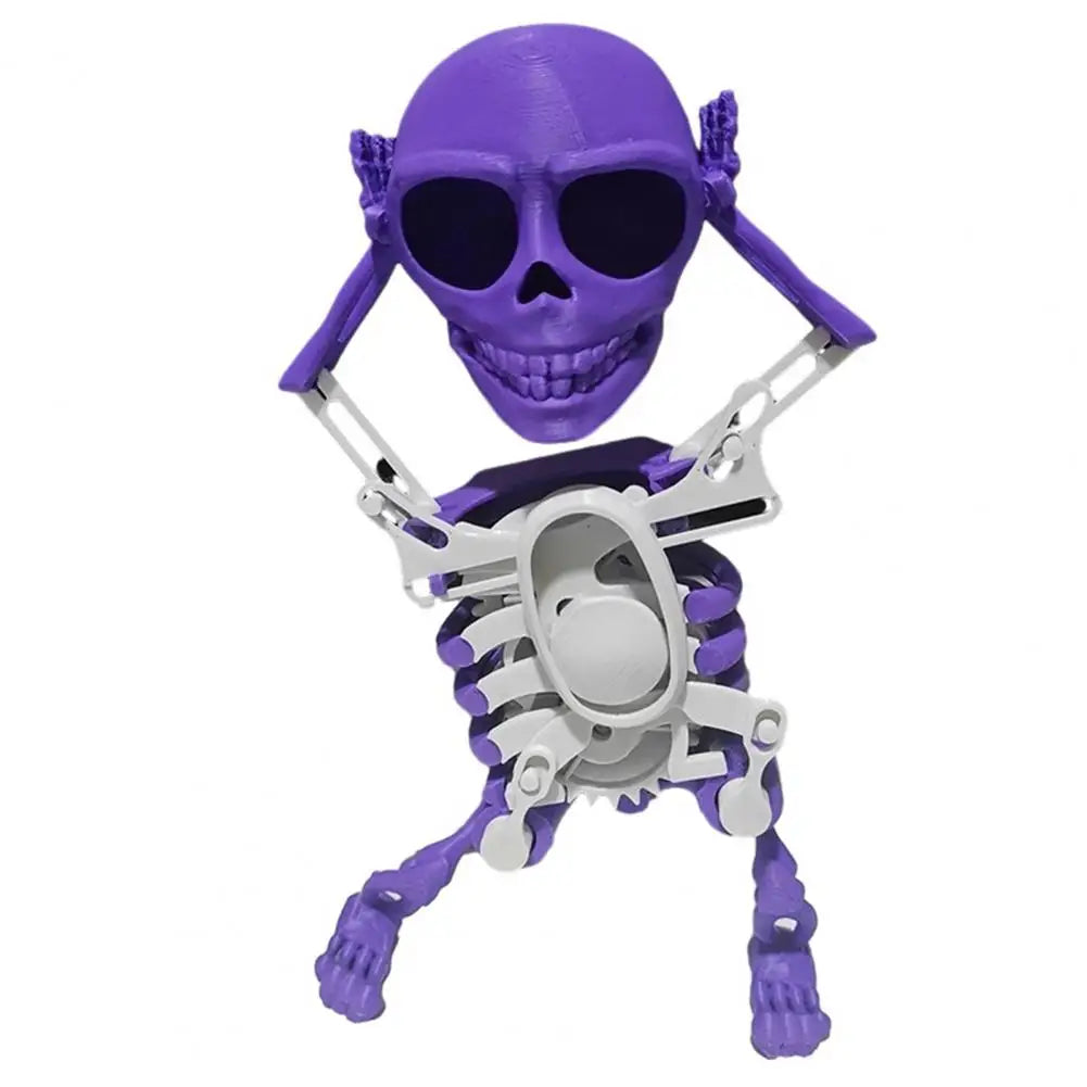 Funny Wind-up Dancing Skeleton Toy No Need Battery Kids Toddlers Desktop Mini 3D Print Shaking Skull Doll Spring Clockwork Toy Oasis Select Purple white