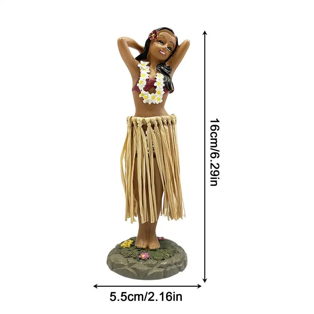 Hawaiian Dancing Girl Posing Dancer Decorations Resin Craft Dashboard Bobblehead Doll Souvenir Ornaments Home Car Decor Oasis Select 1PC