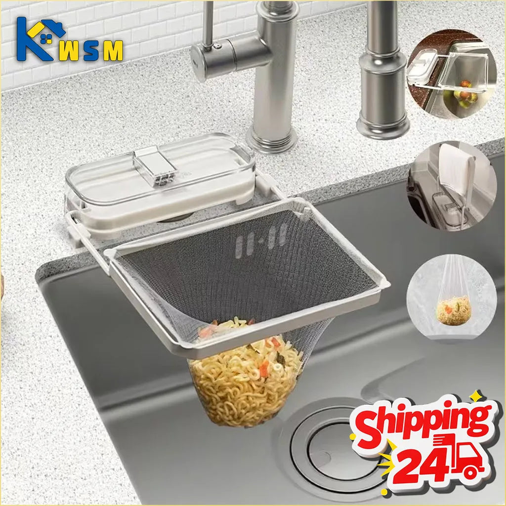 Suction Cup Sink Filter Rack Mesh Bags Foldable Drain Basket for Food Scraps and Dishware Kitchen Countertop Organizer Oasis Select