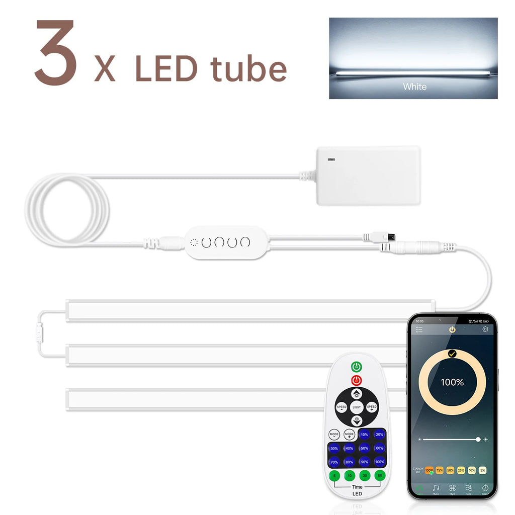 1-6PCS LED Bar Light Efficient Heat Dimmable RF Remote/Bluetooth Control 12V 30CM/40CM/50CM Night Lihgt for Kitchen Living Room Oasis Select 30CM Length 3x Light Bar White
