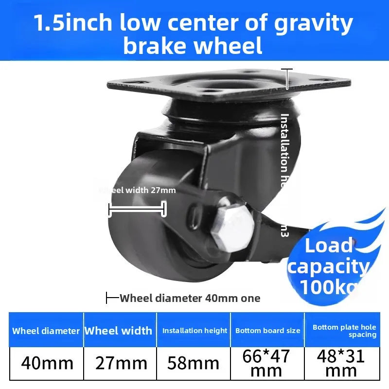 1.5/2/3inch Heavy Duty Swivel Castor Trolley Wheels Furniture Rotatable Caster with Safety Lock Brake for Table Chair Sofa Oasis Select 1.5 inch C