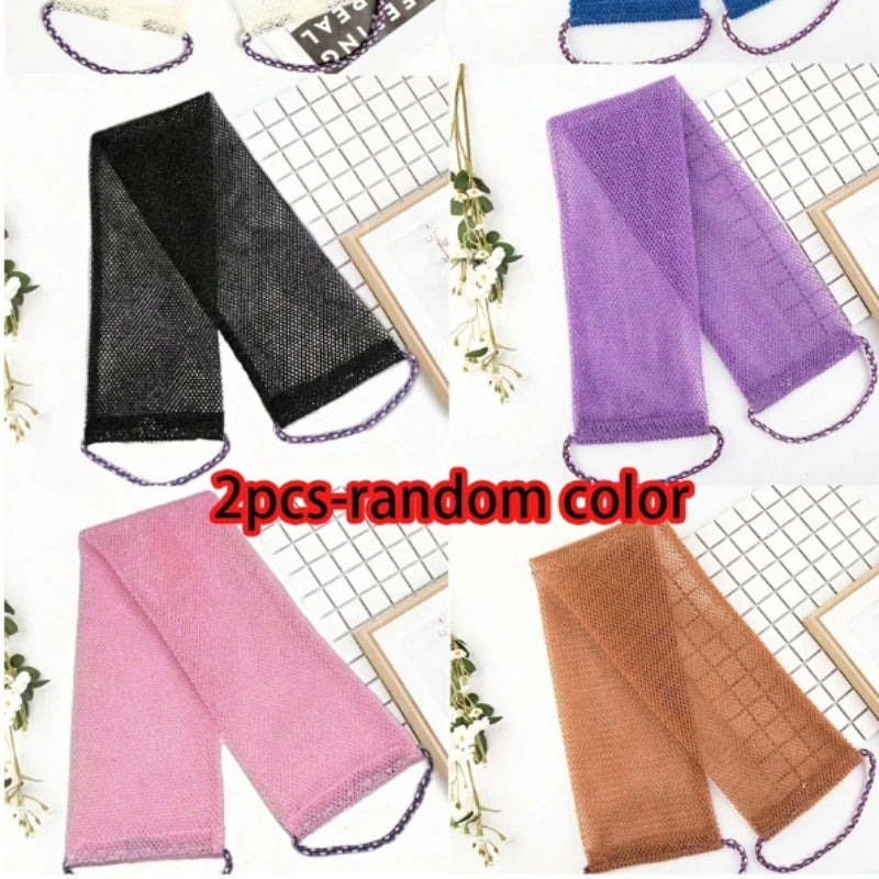 2pcs African Mesh Bath Scrub Towel, Double Sided Exfoliating Back Scrubber Long Net Bath Towel Gentle & Deep Cleanses The Body Oasis Select 2pcs color random