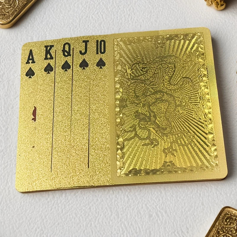 1 Set Matte Golden Dragon PVC Playing Cards - Durable Hardened Deck for Valentine'S Day, New Year Celebrations Oasis Select
