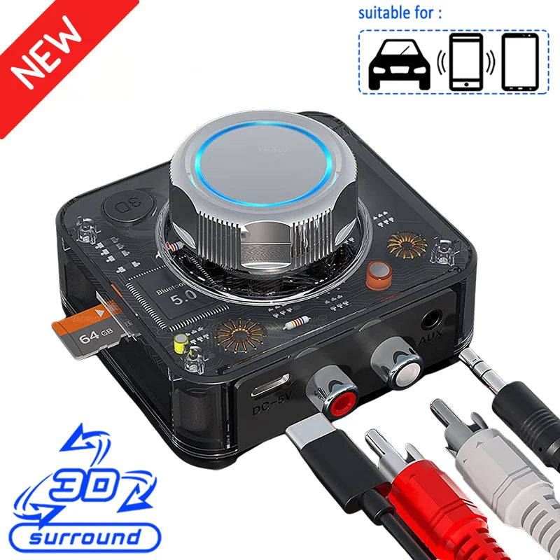 Bluetooth 5.0 Audio Receiver 3D Stereo Music Wireless Adapter TF Card RCA 3.5mm 3.5 AUX Jack For Car Speaker Amplifier Headphone Oasis Select