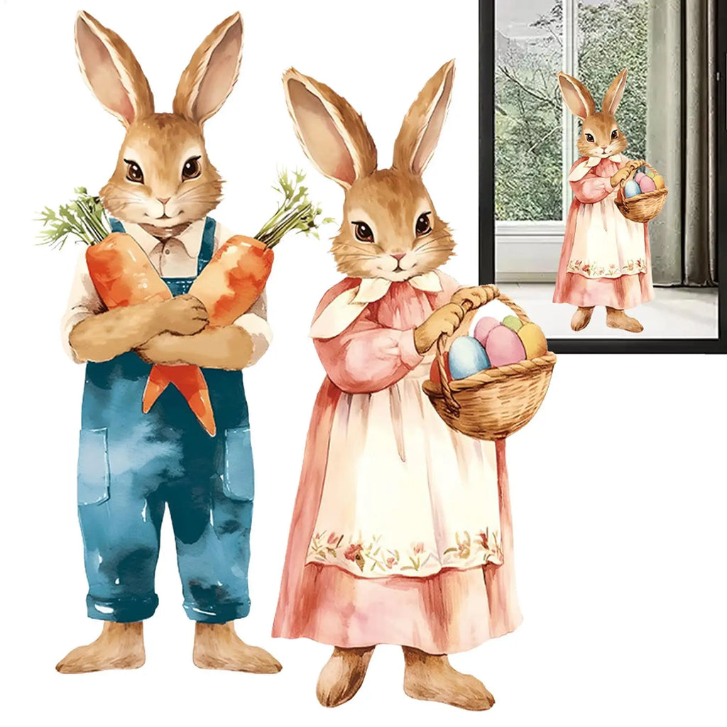 rabbits Easter stickers creative self-adhesive decoration Bedroom Background Decoration Mural Cute Rabbit Kids Room Home Decor Oasis Select