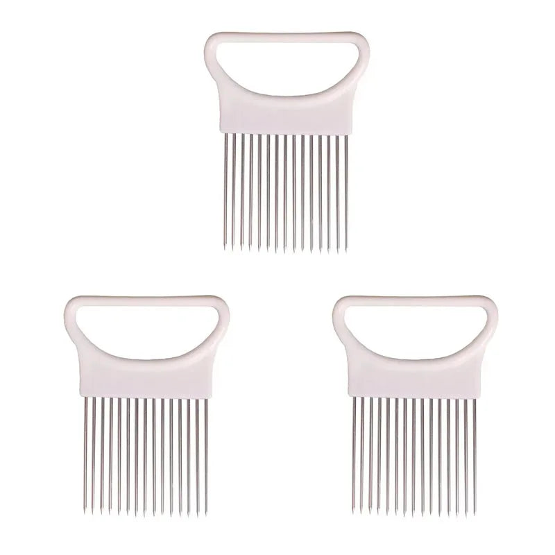 1/2/3pcs Kitchen Tools Household Vegetable Fruit Beef Onion Slicer Cutting Holder Slicing Cutter Stainless Steel Meat Supplie Oasis Select white-3pcs