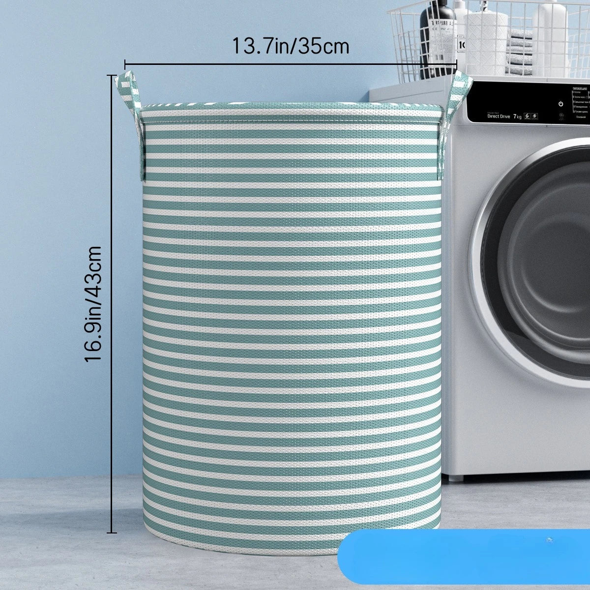 Foldable Minimalist Striped Laundry Basket Multi Use Collapsible Storage Organizer for Bathroom Bedroom Toy Clothes Home 1 Pack Oasis Select medium