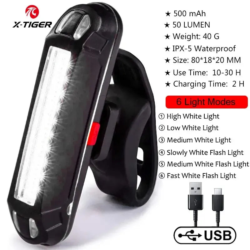 X-TIGER Bike Rear Light Super Bright Led Bicycle Light USB Rechargeable Seatpost Fork Light Safety Warning Bicycle Taillight Oasis Select 02