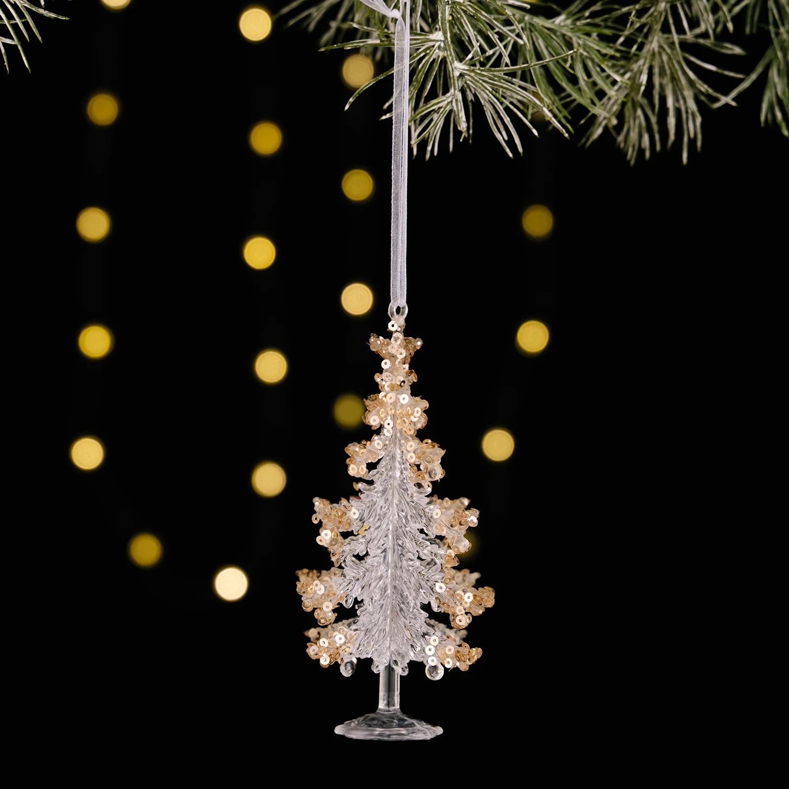 Sequined Acrylic Christmas Ornaments – Snowflake & Bell Pendants