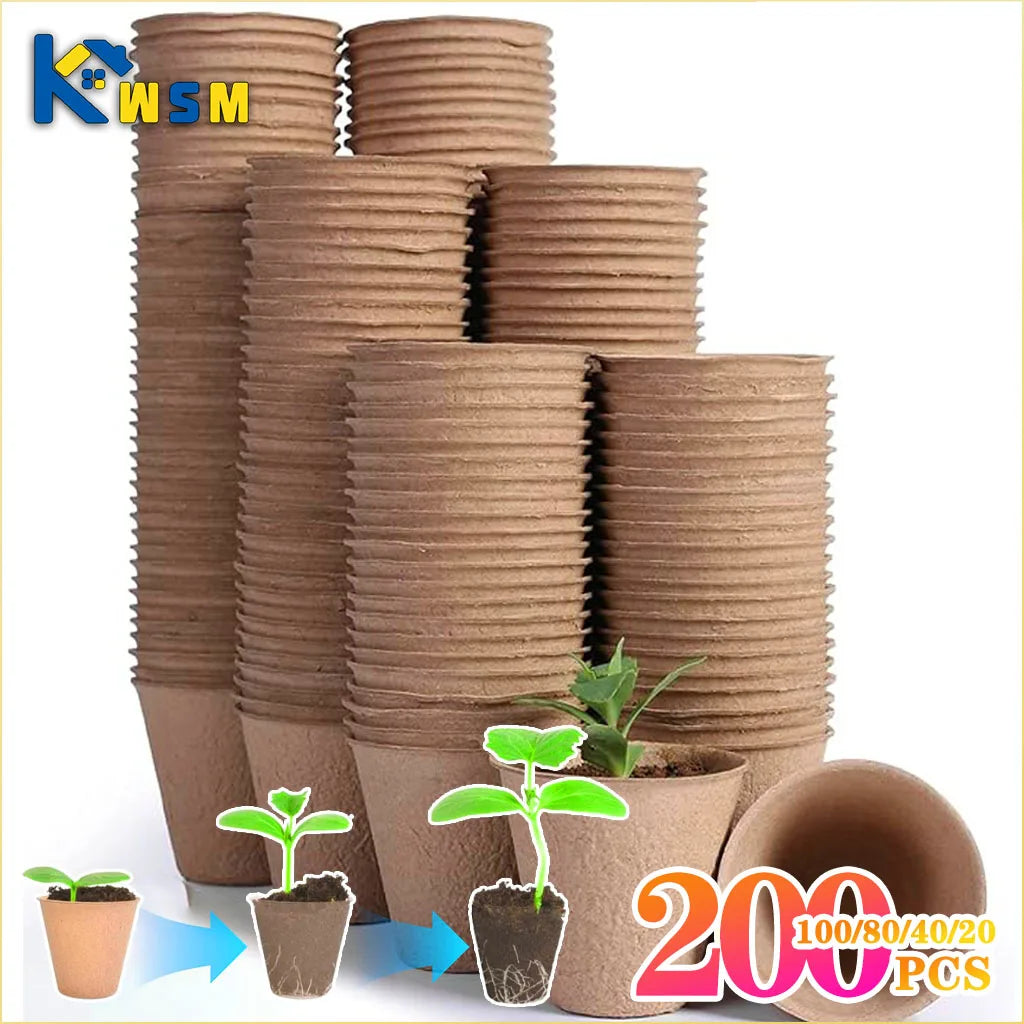20-200PCS 3.15 Inch Peat Pots for Seedling Outdoor Garden Germination Nursery Pots Pulp Biodegradable Seed Starter Pots Kits Oasis Select