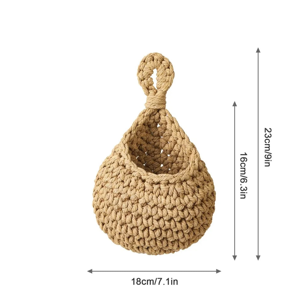 Fruit Vegetable Basket XS-2XL Handwoven Wall Hanging Teardrop Plant Basket Kitchen Table Wall Hanging Storage Basket Container Oasis Select S