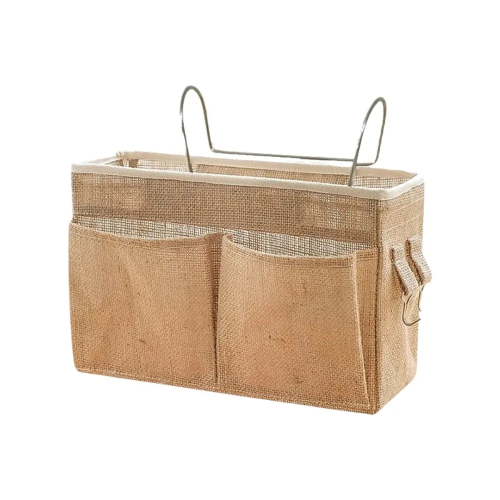 Hanging Storage Bag with Pockets | Cotton Linen Wall Organizer