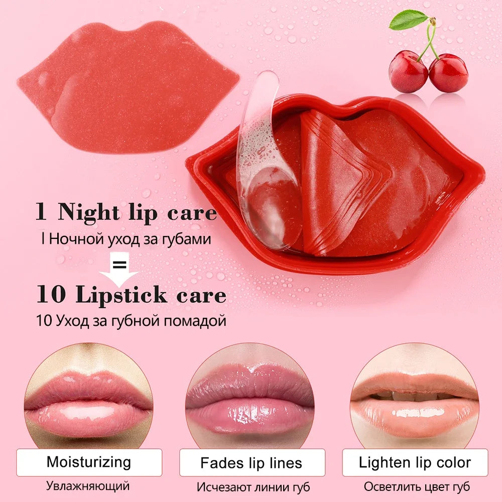BIOAQUA Cherry Gollagen Hydrating Lip Mask Moisturizing Nourishing Anti-Drying Lightening 20pcs Oasis Select