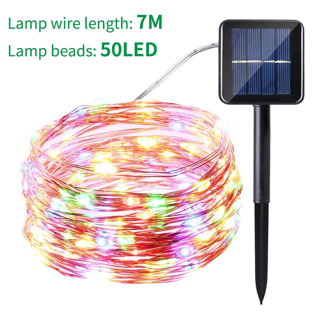 7M/12M LED Solar String Fairy Lights Outdoor Path Garlands Lamp Patio Waterproof Christmas Wedding Garden Street Lights Oasis Select 7M Colorful