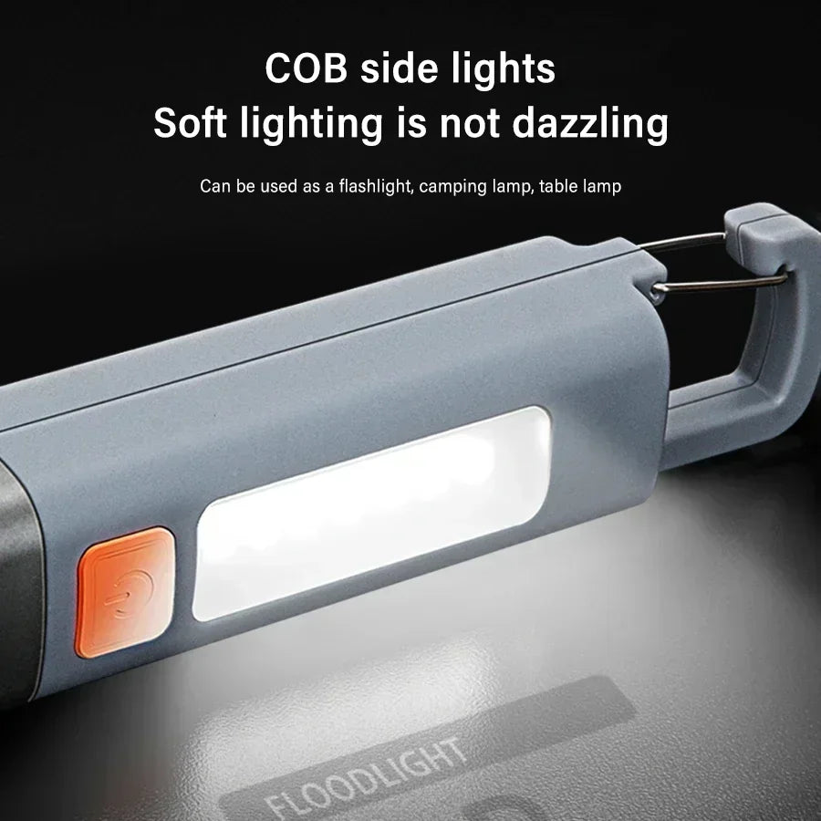 Mini Portable LED Flashlight USB Rechargeable With Hook Zoomable Torch Outdoor Camping Hiking Long-range Emergency Lantern Oasis Select