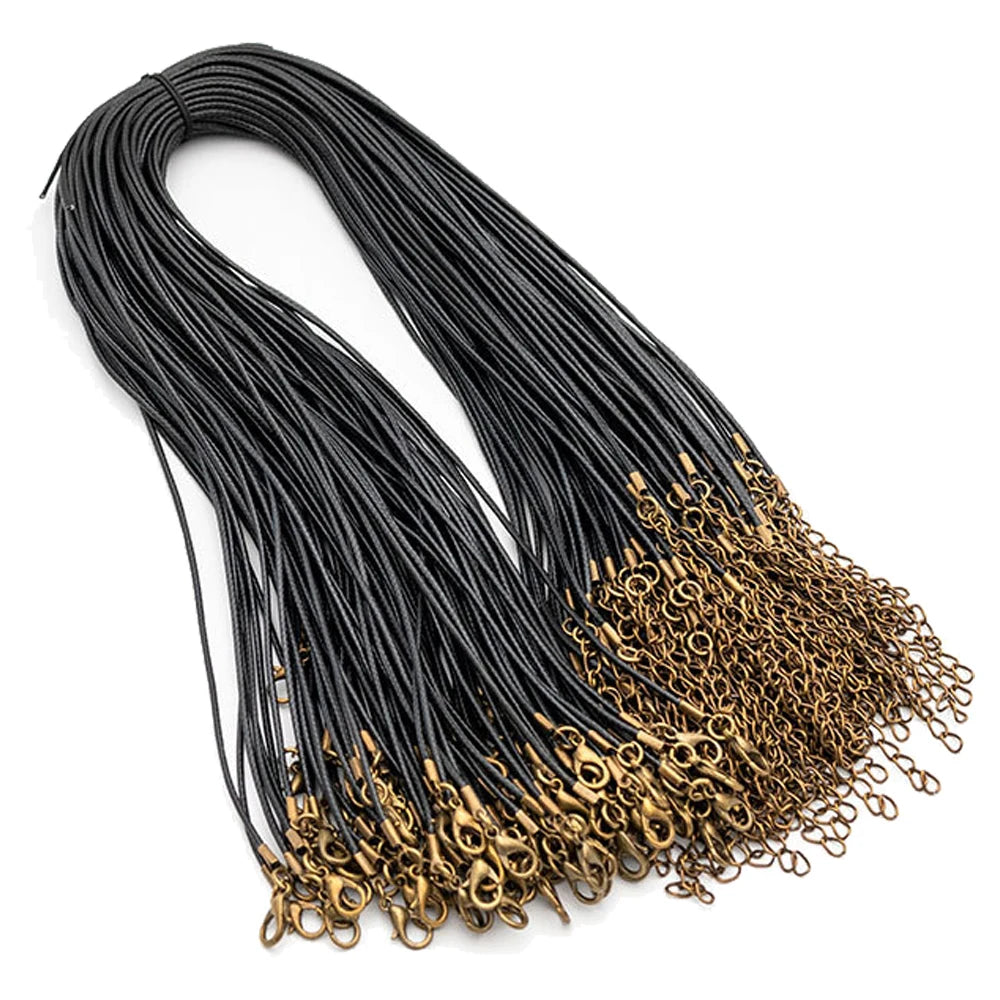 20pcs 45cm Brown Waxed Necklace Cord with Bronze Chain Lobster Clasp for DIY Bracelet Pendants Jewelry Making Beading Supply Oasis Select Black Bronze 2mm