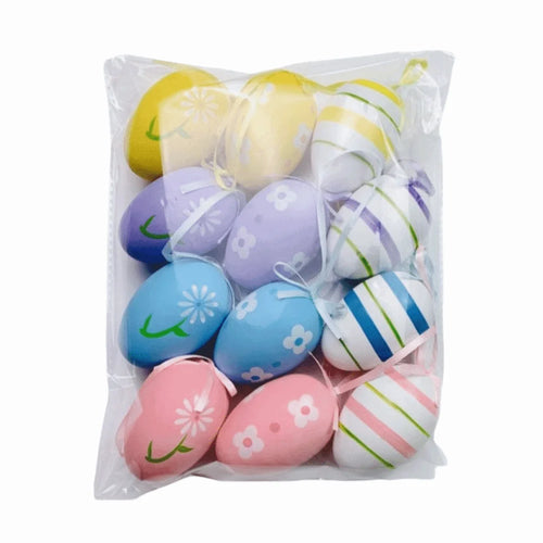 12-Piece Hand Painted Cartoon Easter Egg Hanging Ornaments Easter Egg Ornaments Oasis Select Style 1