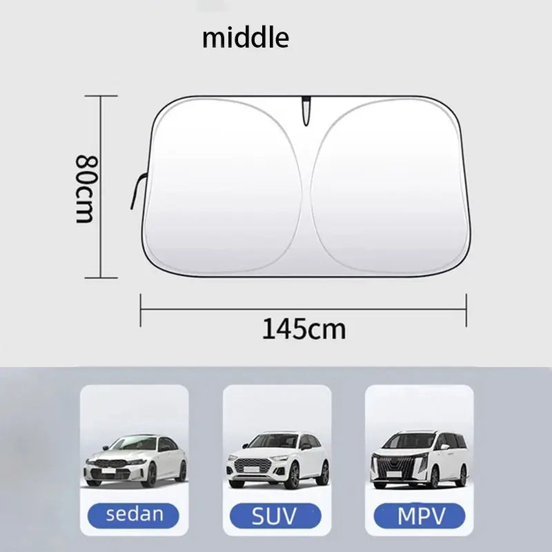 Folding Windscreen Visor Car Front Window Sunshade Cover Sun Shade Windshield New Summer Auto UV Protection Styling Accessories Oasis Select Large 80CM