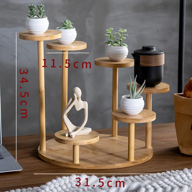 3-Layer Bamboo Desktop Shelf | Plant & Décor Storage Rack