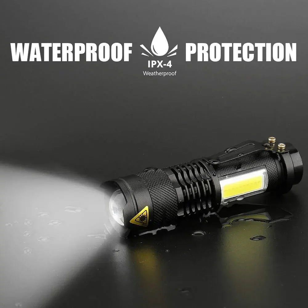 ESMARTER Mini Rechargeable LED Flashlight XPE COB Dual Light