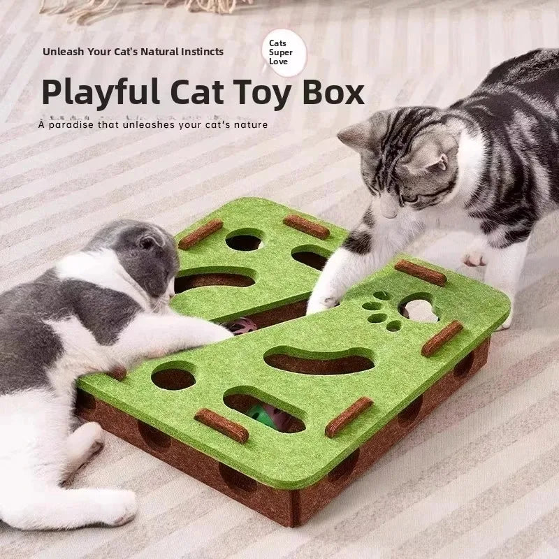 Little Cat Toy A Fun and Soothing Tool Puzzle Maze Hole Digging Felt Box Cat Teasing Bell Ball Oasis Select
