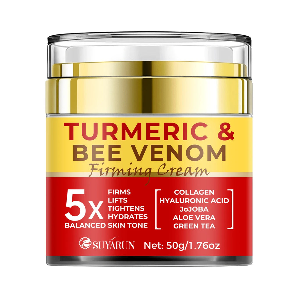 SUYARUN Turmeric & Bee Venom Firming Face Cream - Anti-Aging, Tightening, Moisturizing Skin Care. Day & Night Use Oasis Select 50g