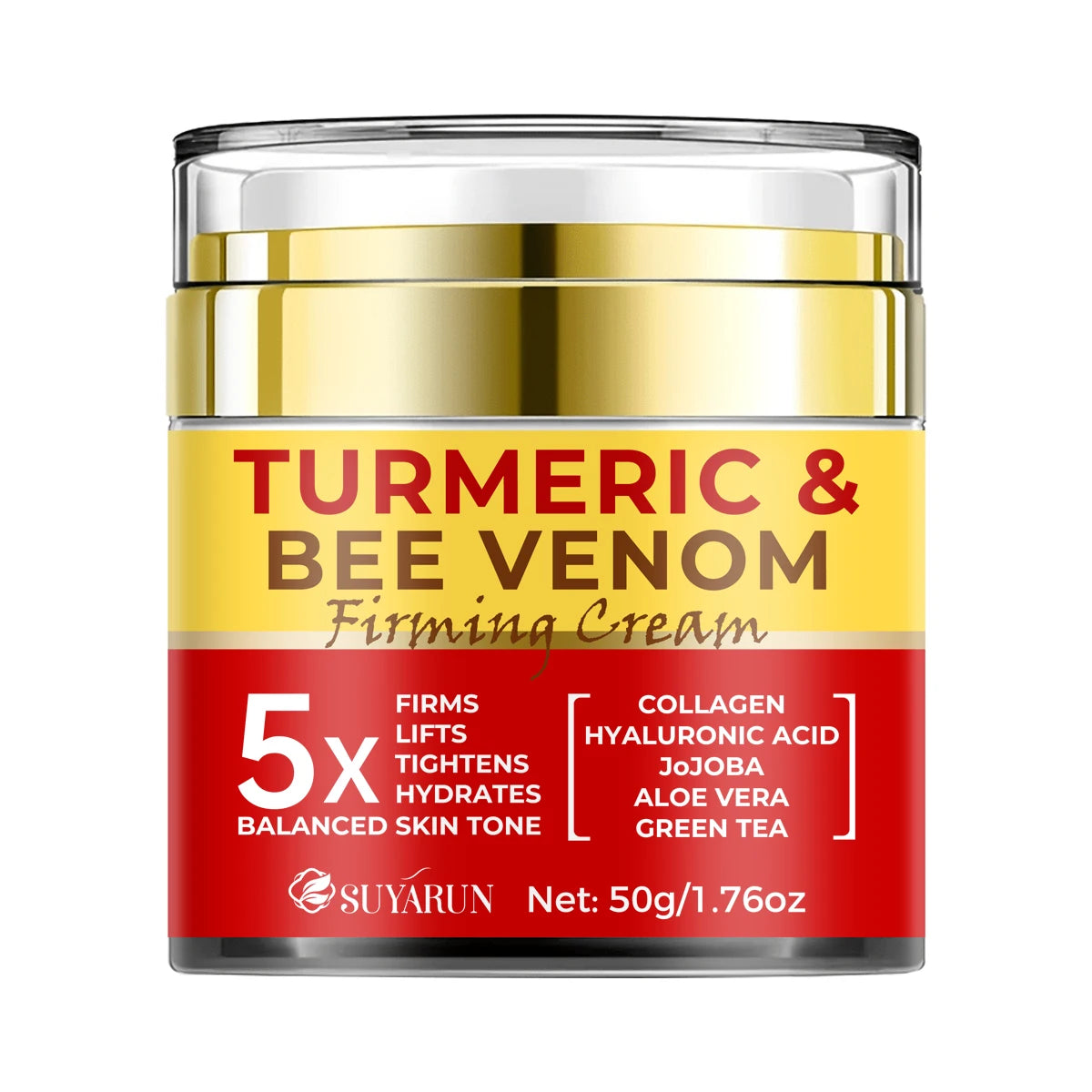 SUYARUN Turmeric & Bee Venom Firming Face Cream - Anti-Aging, Tightening, Moisturizing Skin Care. Day & Night Use Oasis Select 50g