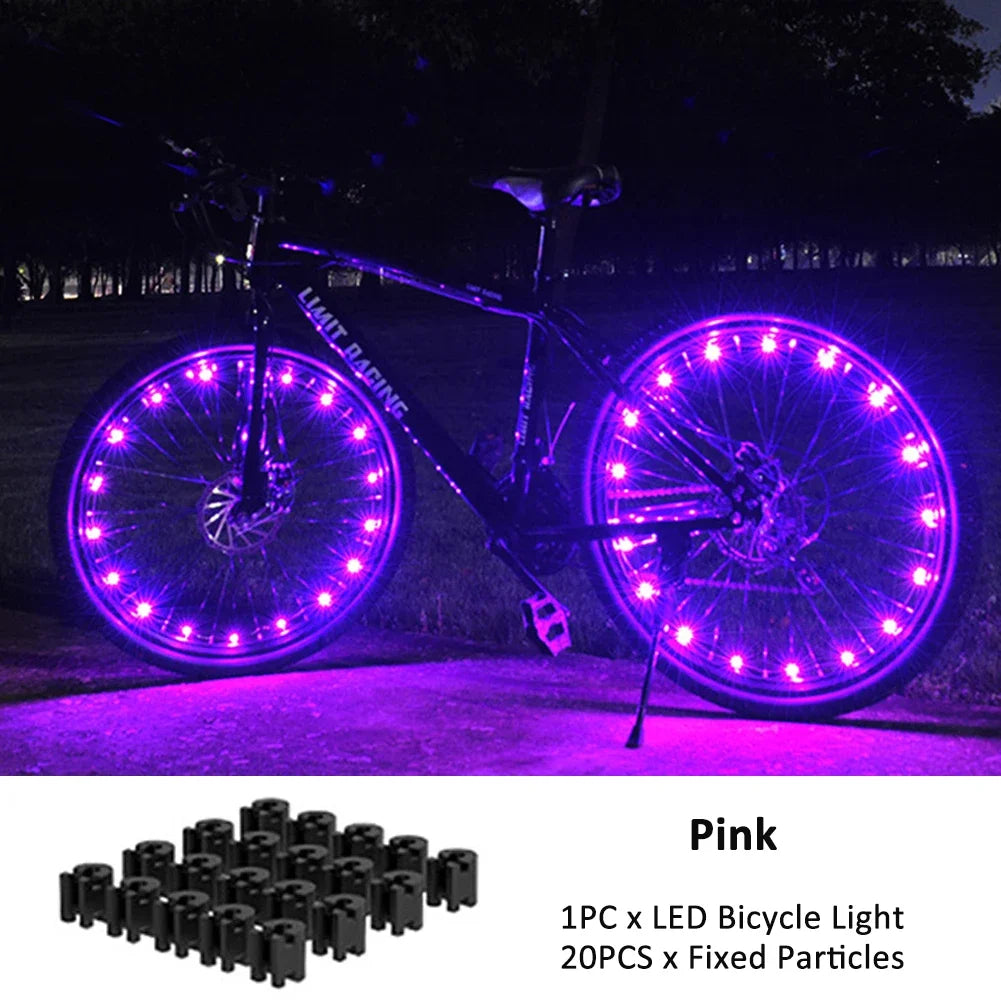 Bicycle Wheel LED Lights Mountain Bike Frame Decoration Lights Bicycle Spoke Lamp Night Riding Wheel Lamps Valve Lamp Oasis Select Pink