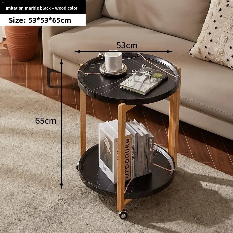 Multi-functional Movable trolley side table Living room coffee table Movable coffee table sturdy and durable Oasis Select Log color rack H