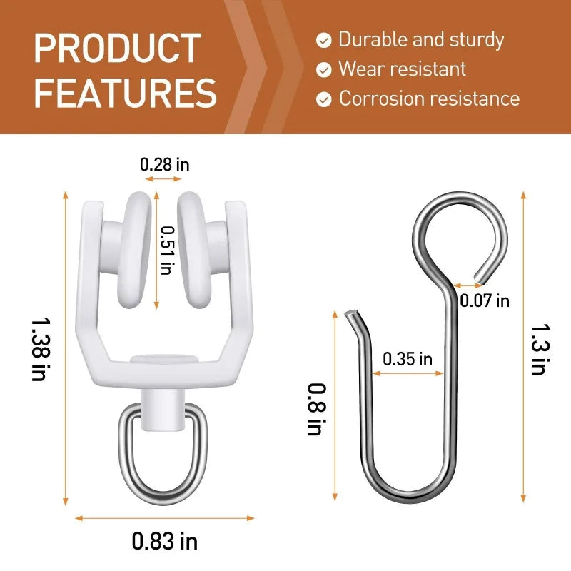 50Pcs Metal Curtain Track Hooks S Shaped Small Curtain Hooks Plastic Gliders Track Rollers Ceiling Curtain Track Hooks Oasis Select