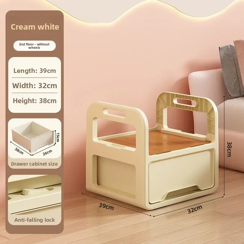 Multi-functional Drawer storage cabinet household living room snacks toys plastic storage box Oasis Select White 32-2A