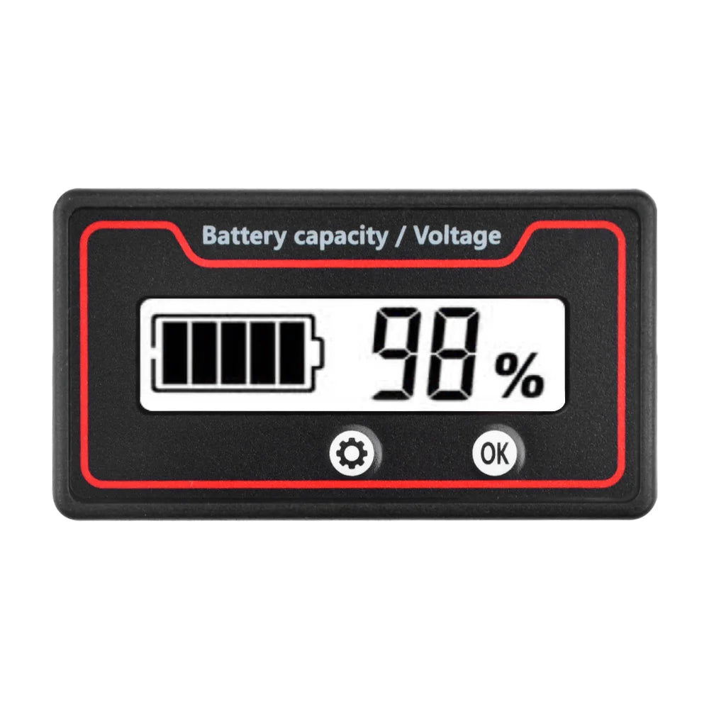 Car Battery Charge Level Indicator 12V 24V 36V 48V 60V 72V Lithium Battery Capacity Meter Tester Display LED Tester Voltmeter Oasis Select White