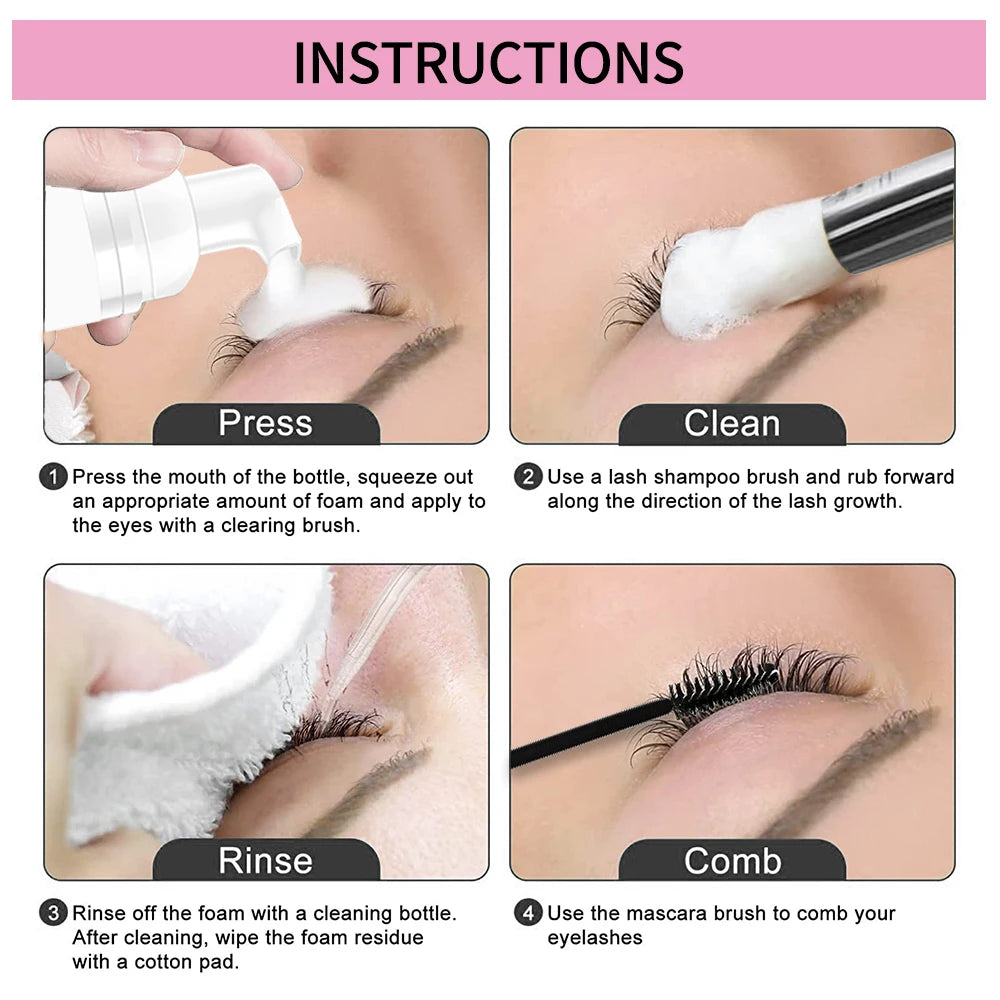 Eyelash Cleanser Gentle and non-irritating formula Deep Clean Cleanser For Makeup Tools Mascara Remover Salon Home Use Rich foam Oasis Select