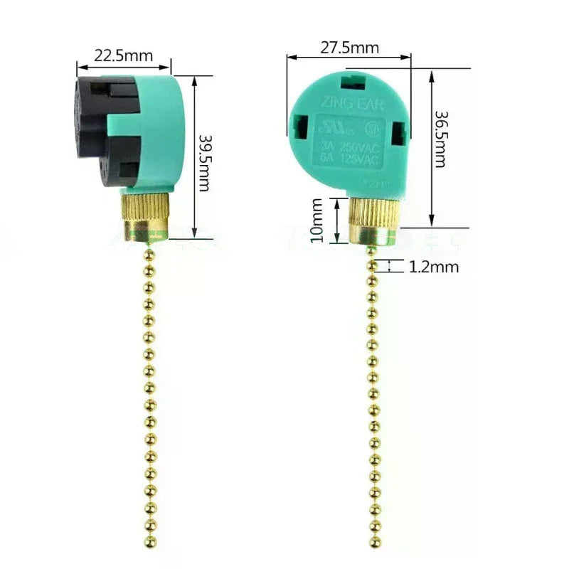 Ceiling Fan Switch 3 Speed 4 Wire ZE-268S6 Fan Pull Chain Speed Control Switch Oasis Select