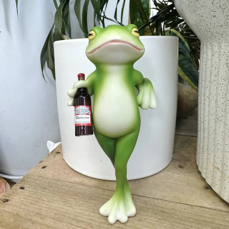 Artificial Frog Basin Hanging Glass Fish Tank Edge Hanging Outdoor Garden Flower POTS Hanging Decorative Animal Ornaments Oasis Select 5171