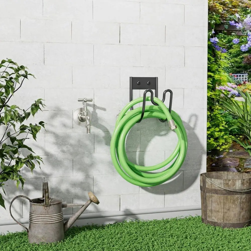 Durable Iron Metal Garden Hose Hanger Wall Mounted Easy Installation Water Hose Rack Storage Hook Garden Use Oasis Select