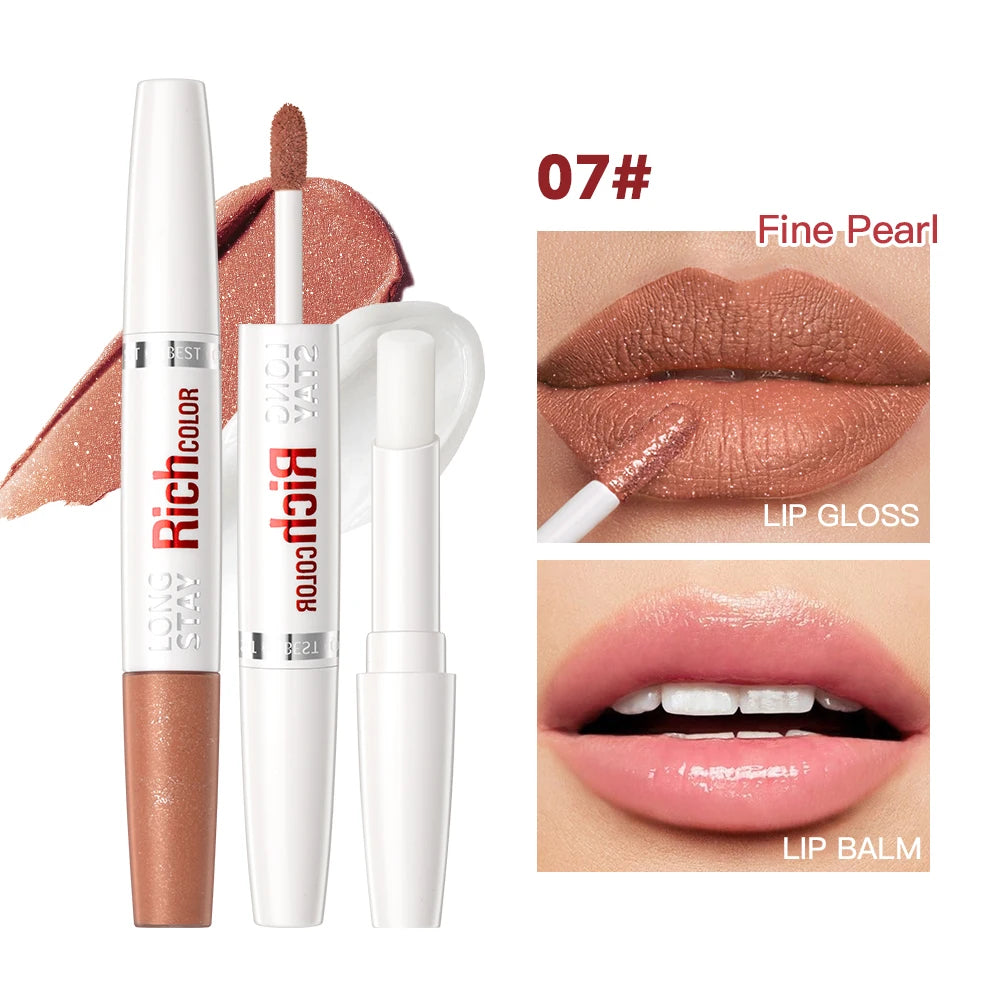 QiBest 8-Color Matte Liquid Lipstick & Hydrating Lip Balm Duo