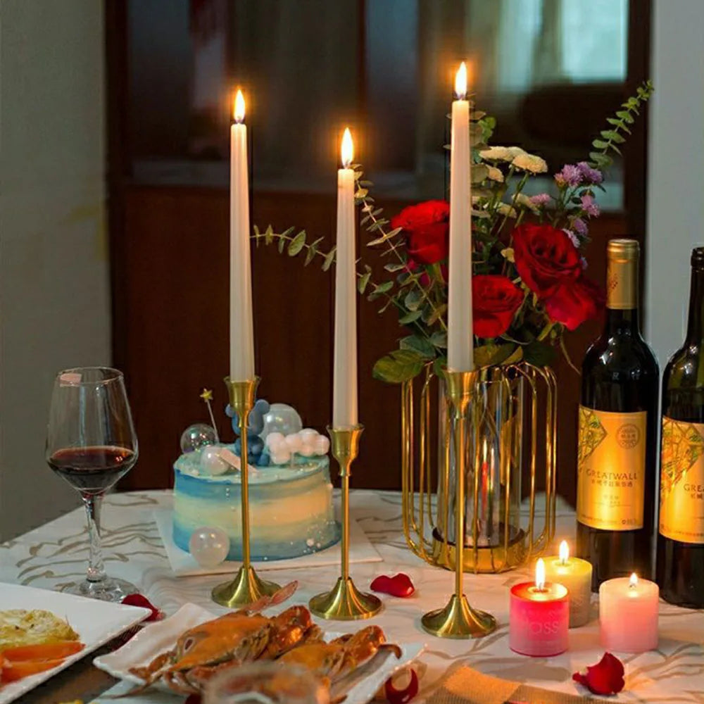 Set of 3 Vintage Elegant Metal and Aluminum Tabletop Candle Holders, Suitable for Wedding Anniversary, Home and Hotel Decoration Oasis Select